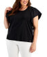 Фото #1 товара Plus Size Flutter Sleeve Top