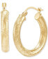 Textured Small Hoop Earrings in 14k Gold, 1"