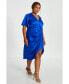 ფოტო #3 პროდუქტის Plus Size Satin Angel Sleeve Midi Dress