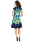 ფოტო #3 პროდუქტის Petite Split-Neck Floral-Print Fit & Flare Dress