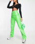 Фото #1 товара Annorlunda faux leather straight leg trousers in neon green