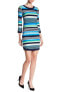 Фото #2 товара Vince Camuto 161405 Women's Dotted Stripe Shift Dress 3/4 Sleeve Blue Sz. 2