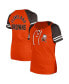 Фото #1 товара Women's Orange Cleveland Browns Throwback Lace-Up Raglan T-Shirt