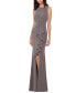 Women's Sleeveless Cascade-Front Glitter Gown