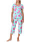 ფოტო #3 პროდუქტის Women's 2-Pc. Printed Cropped Pajamas Set