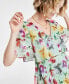 Фото #4 товара Women's Pleated V-Neck Floral-Print Chiffon Dress