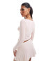 Kaiia soft touch ruched detail long sleeve top co-ord in light pink