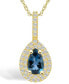 ფოტო #1 პროდუქტის London Blue Topaz (1 Ct. T.W.) and Diamond (3/8 Ct. T.W.) Halo Pendant Necklace in 14K Yellow Gold
