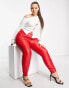 Фото #4 товара ASOS DESIGN Curve cigarette faux leather trouser in red