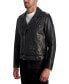 Фото #1 товара Men's Slim Fit Studded Leather Asymmetrical Zip Front Biker Jacket