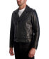 Men's Slim Fit Studded Leather Asymmetrical Zip Front Biker Jacket