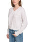 ფოტო #3 პროდუქტის Women's Dropped-Shoulder Long-Sleeve V-Neck Top