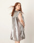 Фото #4 товара ASOS EDITION Curve embellished allover sequin pleat trapeze mini dress in grey