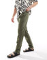 Фото #3 товара ASOS DESIGN slim linen trouser in khaki with elasticated waist