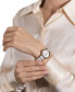 ფოტო #7 პროდუქტის Women's Swiss Automatic Centrix Diamond (1/20 ct. t.w.) White High-Tech Ceramic & Rose Gold PVD Stainless Steel Bracelet Watch 31mm
