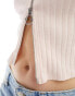 Фото #4 товара Miss Selfridge ribbed zip up long sleeve top in pink