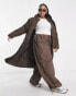 Фото #3 товара Threadbare Plus Jodie maxi puffer coat with hood in chocolate brown