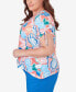 Plus Size Neptune Beach Whimsical Floral Top with Side Ties