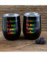 Фото #3 товара Double Wall 2 Pack of 12 oz Black Wine Tumblers with Metallic "Rainbow is My Favorite Color" Decal