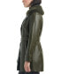 Фото #6 товара Women's Faux-Leather Belted Trench Coat