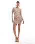 ASOS DESIGN Tall mesh mini dress with angel sleeves in animal print Tieraufdruck, 32 - фото #3