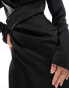 Фото #3 товара ASOS DESIGN satin long sleeve pleated front maxi dress in black