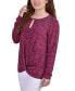 ფოტო #3 პროდუქტის Petite Long Sleeve Knit Keyhole Top