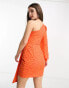 Collective the Label Petite exclusive one shoulder mini dress in orange heart print Orange/rotes Herz, 34 - фото #4