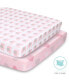 Фото #2 товара Pink Elephants and Hearts Crib Sheet 2 Pack Set