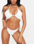 Фото #2 товара Ivory Rose Fuller Bust mix & match rib upside down triangle bikini top in white
