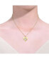Фото #3 товара 14k Gold Plated with Cubic Zirconia Laser-Cut 6-Pointed Star Triangle Shield Double Pendant Charm Necklace