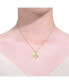 ფოტო #3 პროდუქტის 14k Gold Plated with Cubic Zirconia Laser-Cut 6-Pointed Star Triangle Shield Double Pendant Charm Necklace