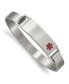 ფოტო #1 პროდუქტის Stainless Steel Brushed with Red Enamel Medical ID Bangle Bracelet