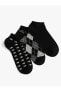 3'lü Patik Çorap Seti Geometrik Desenli