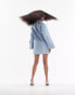 ASOS DESIGN oversized shirt dress with cape sleeve in blue stripe 32 - фото #13