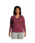 ფოტო #1 პროდუქტის Plus Size Relaxed Supima Cotton Long Sleeve V-Neck T-Shirt