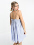 COLLUSION spaghetti strap volume mini sun dress in blue stripe