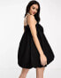 Sister Jane puffball bow jacquard mini dress in black