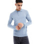 Only & Sons knitted long sleeve polo in light blue