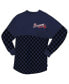 Фото #2 товара Women's Navy Atlanta Braves Checker Print Long Sleeve T-Shirt