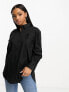 Miss Selfridge poplin oversized utility shirt in black