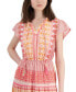 Petite Floral-Print Flutter-Sleeve Tie-Neck Tiered Maxi Dress