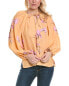 Фото #1 товара Блузка рубашка для женщин Kobi Halperin Willa из льняно-шелковой ткани оранжевого цвета