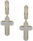 Men's Diamond Cluster Cross Dangle Hoop Earrings (1 ct. t.w.)