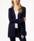 Style & Co. Women's Open Front Fringe Trim Long Sleeve Cardigan Navy Size M