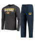ფოტო #1 პროდუქტის Men's Navy, Heathered Charcoal Distressed Cal Bears Meter Long Sleeve T-shirt and Pants Sleep Set
