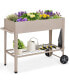 Planter Box Raised Garden Bed Elevated on Wheels Steel Planter with Shelf Hooks