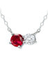 Lab-Grown Ruby & Cubic Zirconia Two-Stone Pendant Necklace, 16" + 2" extender, Created for Macy's