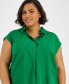 Фото #3 товара Plus Size Button-Front Cap-Sleeve Popover Top, Created for Macy's