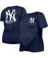 ფოტო #1 პროდუქტის Women's Navy New York Yankees Plus Size Two-Hit Front Knot T-shirt